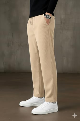 Image of INKKR Men's Comfortable Corduroy Pants | Relaxed Fit Stretch Casual Trousers