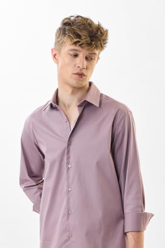 Image of SNITCH Men Formal Shirt | Slim Fit Full Sleeve Classic Collar Solid Pattern | Premium Cotton Blend & Breathable Fabric for Office