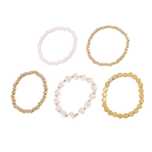 Bracelets dorés femme lot de 5 bijoux tendance idée cadeau idéal pour bal de fin d'année