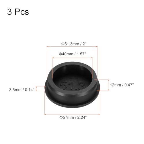 Image of MECCANIXITY 3pcs T-Shaped Silicone Plugs 51.3mm 2 Inch Dia Snap in Plug Hole Seal Cover Round Rubber Stopper for Kitchen Rubber Bulkheads Waterproof Sealing Plugs Black