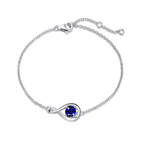 FANCIME Love Bracelet 925 Sterling Silver Infinity Birthstone Bracelets for Women Fine Jewelry Birthday Christmas Gifts for Her Mom Wife, Chain Length 6.7