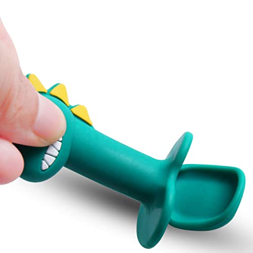 Dinosaur Toys Baby Spoon Baby Items Essentials For Babies 6 12 Months, Trainer Baby Utensils Silicone Baby Feeding Spoons Forks Set, Baby Dinosaur Spoon Teether-Dino Teething Toys Model-(Trainer) #TOP3