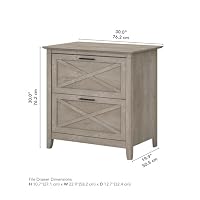 Bush Home Key West 2 Drawer Lateral File Cabinet in Washed Gray, Document Storage for Home Office, Accent Chest with Drawers — image 3