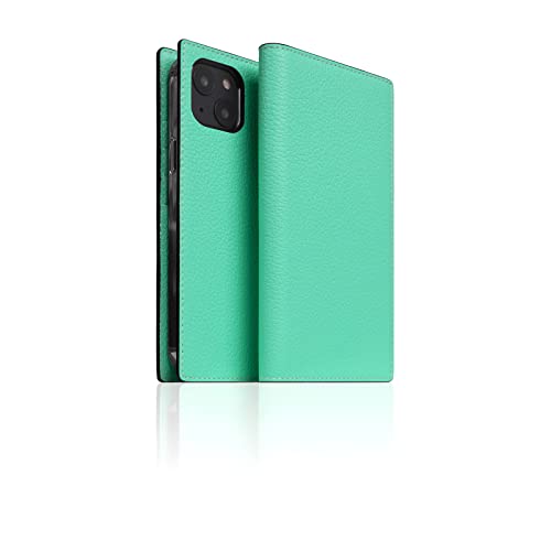 Étui portefeuille iPhone 13 cuir bleu poche billets SLG D8