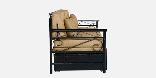 Image of 3 Seater Metal Sofa Cum Bed with Hydraulic Storage | Single Size Sofa Cuma Bed | 3 Seater Sofa Set, Metal Sofa Set for Living Room (Camel, Single Size (76 inch x 48 inch))