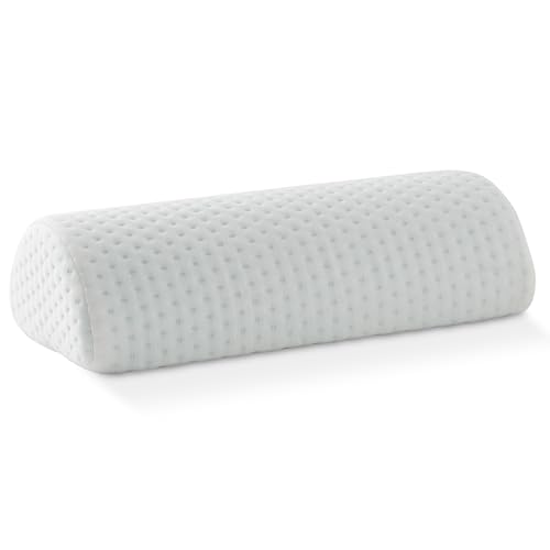 Made Medical Half Moon Memory Foam Pillow, Semi-Roll Lumbar Support for Legs, Knees, Back and Head During Sleep - White Cover - 17\" x 5\"