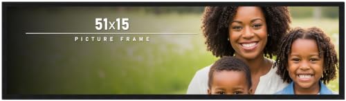 51x15 Frame Black Picture Frame - Complete Modern Photo Frame Includes UV Acrylic Shatter Guard Front, Acid Free Foam Backing Board, Hanging Hardware Wood Wall Frames for Family Photos - no Mat