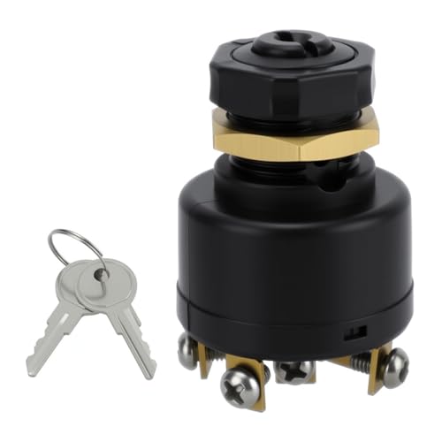 Ignition Starter Switch for Johnson Evinrude Push to Choke inboard Outboard Boat Ignition Starter Switch with Key, 50-11651 Marine Ignition Switch (1 Pack, Black)