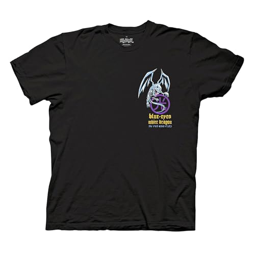 Yu-Gi-Oh! - Duel Blue-Eyes White Dragon Adult T-Shirt - Black - Officially Licensed - Size Medium