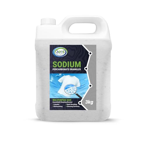 JOVS Sodium Percarbonate 3 kg - Pure Granular Oxygen Bleach Cleaner Eco-Friendly Stain Remover & Laundry Whitener Biodegradable Household Cleaning Agent.