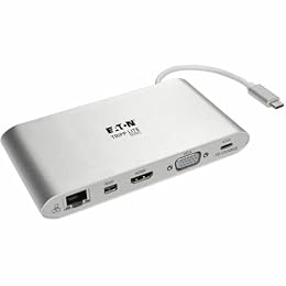 Tripp Lite USB-C Docking Station for Dual Monitors, 4K @ 30 Hz HDMI, Mini DisplayPort mDP, VGA, Gigabit Ethernet, Memory Card, 3.5mm Audio, 100W USB-C PD Charging, 3-Year Warranty (U442-DOCK1)