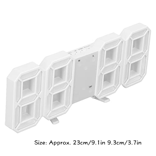 BuyWeek Reloj de Pared LED 3D, Marco Blanco Reloj Despertador Digital Reloj de Pared Moderno Temporizador con Temperatura para la decoración de la Sala de Estar del hogar(Blanco) - imagen 6