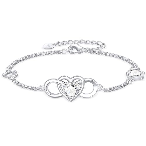 Diorra Bracciali Argento 925 Donna, Infinito Bracciale Donna Cuor...