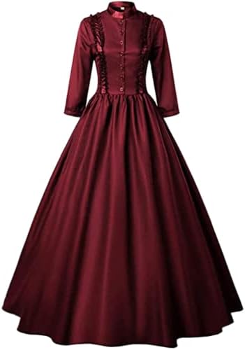 Victoriaanse koninginnenjurk voor dames, renaissance, middeleeuwse jurk