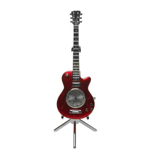 Metal Table Clock Red Les Paul Guitar