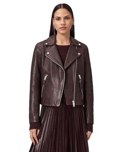 Image of AllSaints Women's Leather Jacket Dalby Biker