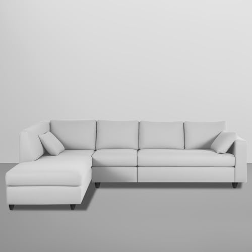 Image of Florian LHS 6 Seater L Shape Sofa Set for Living Room (Grey Fabric) Premium Fabric Sofa