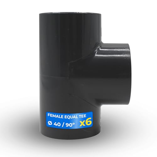 DOJA Barcelona Racor PVC U 90° - Pack 6 - Ø40mm - Fácil Instalación - Conector T PVC, Resistente y Uso Versátil en Riego y Desagüe - Connector Unión Estanca sin Fugas y Máxima Eficiencia