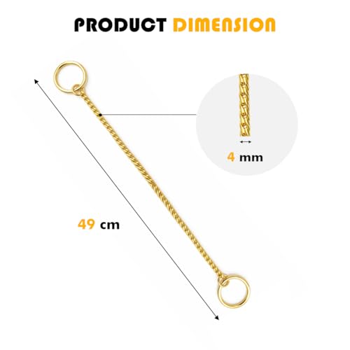 Image of Heavy Duty Choke Swivel Metal Dog Chain - Durable Training Collar with Strong Links & 360 Swivel for Medium & Large Dogs (Snake Chain 4 MM - Golden)