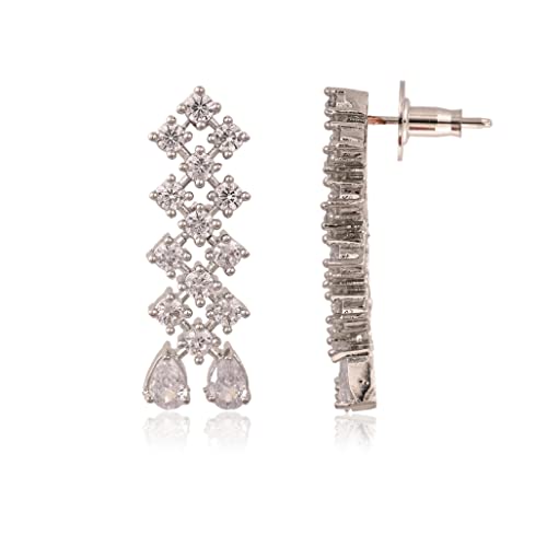 Ratnavali Jewels American Diamond Rose Gold Plated Traditional Fashion Jewellery Necklace Set with Earring for Women/Girls RV4134 - Image 6
