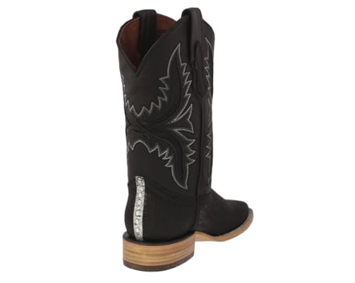 Texas Legacy Mens Black Cowboy Boots Stingray Row Stone Print Leather Square Toe3