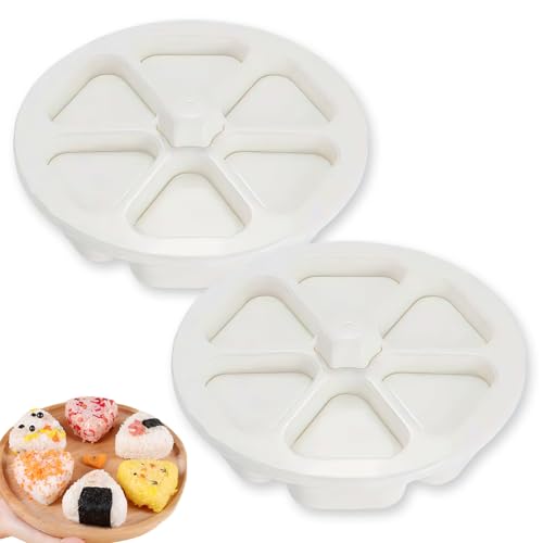 Triangle Sushi Onigiri Mold 6 in 1 White BPA free Food Grade DIY Onigiri Make and Storing Mold Able (2)