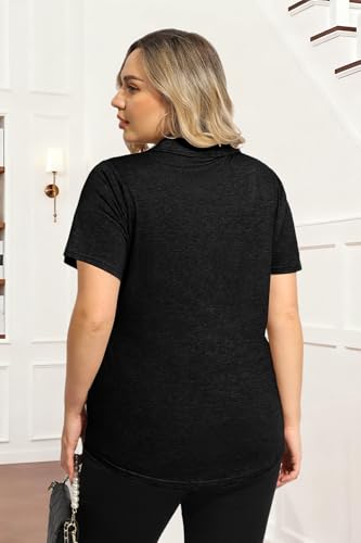 RITERA Plus Size Tops for Womens Polo Shirt Zipper Tshirt Office Business V Neck Tunic Work Blouses Dressy Collared Clothes4