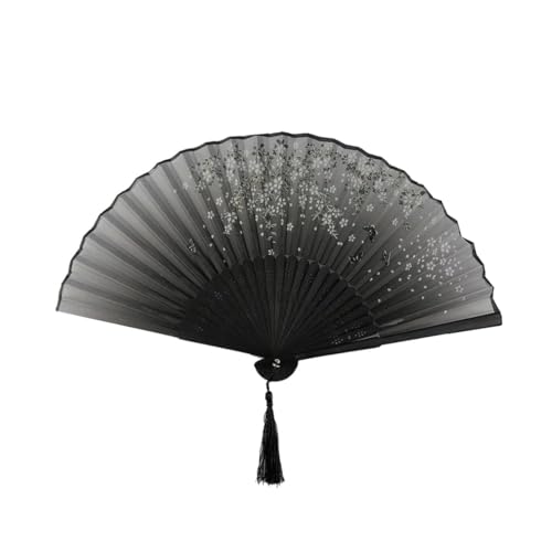 ZUWIJEQ 1x Abanicos de Mano, Abanicos Plegables de Mano para Mujer, Abanicos de Mano Boda de bambú chino, tela de seda y abanico plegable de mano, Elegantes Accesorios de Regalo, decoración de pared