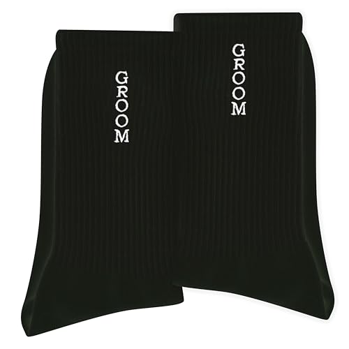ATOERNCSO Embroidered Groom Socks Wedding Day Slippers Novelty Socks For Men Wedding.(062)