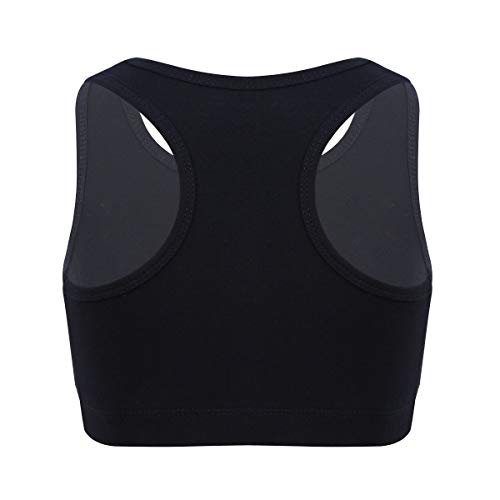Image of Girls High Neck Athletic Sports Bra Crop Top Gymnastics Workout Gym Fitness Vest Tank Top T Shirt