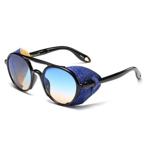 Lunettes de soleil rondes rétro réduisant la fatigue oculaire grâce aux verres steampunk métal