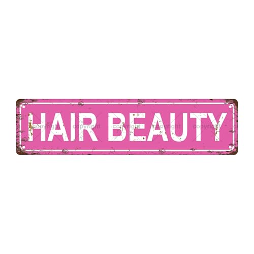 HAIR BEAUTY GIRLS WOMEN Metal Tin Street Sign Bar Cafe Garage Cave Home Room Wall Bathroom Farmhouse Garden Porch Patio Decor, 16 x 4 Inch