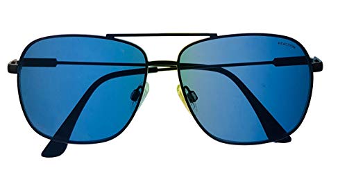 Kenneth Cole Rectangle Metal Aviator Mens Gunmetal Sunglass, Blue Flash Lens KC1371. 8V4