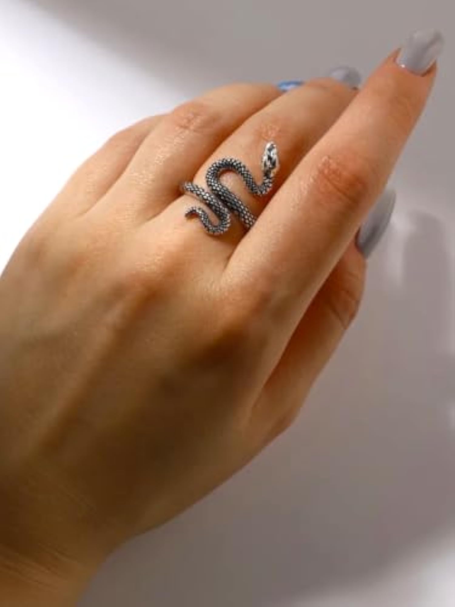 Silver Contemporary Snake Adjustable Ring
