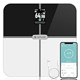 Bluetooth personenwaage mit körperfettanalyse, Lepulse körperfettwaage Lescale F10, Wlan Waage mit körperfett und muskelmasse, körperwaage mit körperfettanalyse, körperanalysewaage, TFT, APP, Deutsch