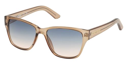 Harley-Davidson Women's Square Sunglasses, Shiny Brown Frame Gradient Blue Lens