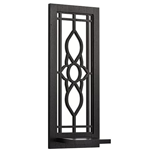 Pibeyer Mirrored Wall Candle Holder Set Of 2, Rustic Wooden Candle Sconces, Farmhouse Decoraiton For Living Room, Dining Room, Home Decor Wall Art (Black) #TOP1