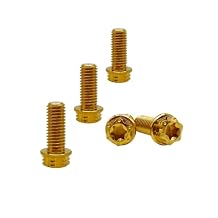 RISON Titanium Bolts M10*1.5 * 20 Torx Titanium Bolts for Motorcycles Hex Head Dual Drive Gold Titanium Flange Bolt Pack of 5