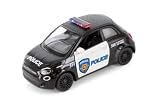 KiNSMART Fiat 500e Police Car 1:28 Scale 5 Inch Die Cast Metal Pull Back Action Model