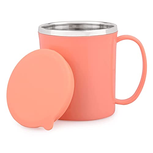 Black Olive Coffee Mug with Lid and Handle- Plastic Covered Stainless Steel Double Walled Insulated Tea Mug to Carry Hot & Cold Beverage for Kids, Girls, Boys, Students (Random Color, 200 ML) 6 31sJm1hJDQL