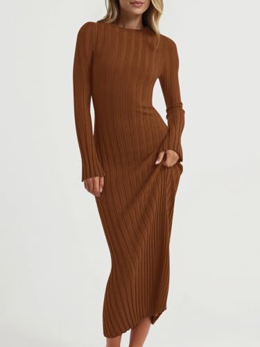 PRETTYGARDEN Womens Sweater Dress Fall 2025 Casual Boat Neck Long Sleeve Pullover Ribbed Knit Bodycon Maxi Sweater Dresses3