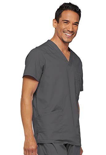 Image of Dickies Mens V-Neck Scrub Top with 5 Pockets - Medical & Nursing Uniform Shirt, Side Vents - 81906