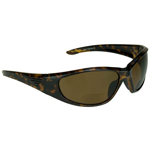 Bikershades Motorcycle Polarized Bifocal Sunglasses for Men +2.00 Amber Lens Matte Tortoise Frame Anti-Glare Dust Wind Resistant