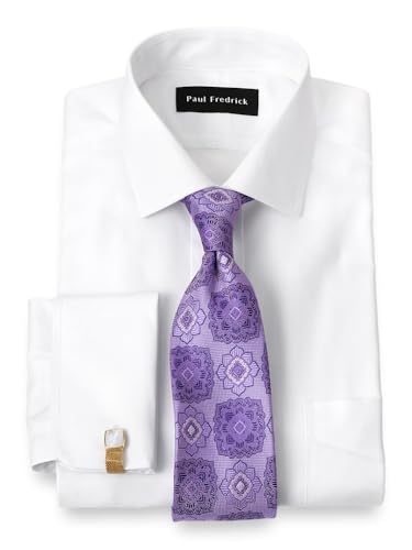 Paul Fredrick Men's Non-Iron Cotton Pinpoint Spread Collar Dress Shirt2