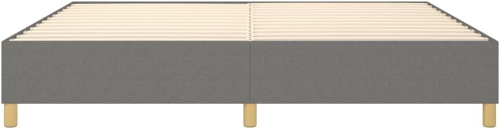 Full Bed Frame Dark Gray Fabric 100% Polyester with Plywood Engineered Wood, Sturdy Platform Foundation, Easy Assembly, Modern Minimalist Bedroom Furniture for Mattress Support