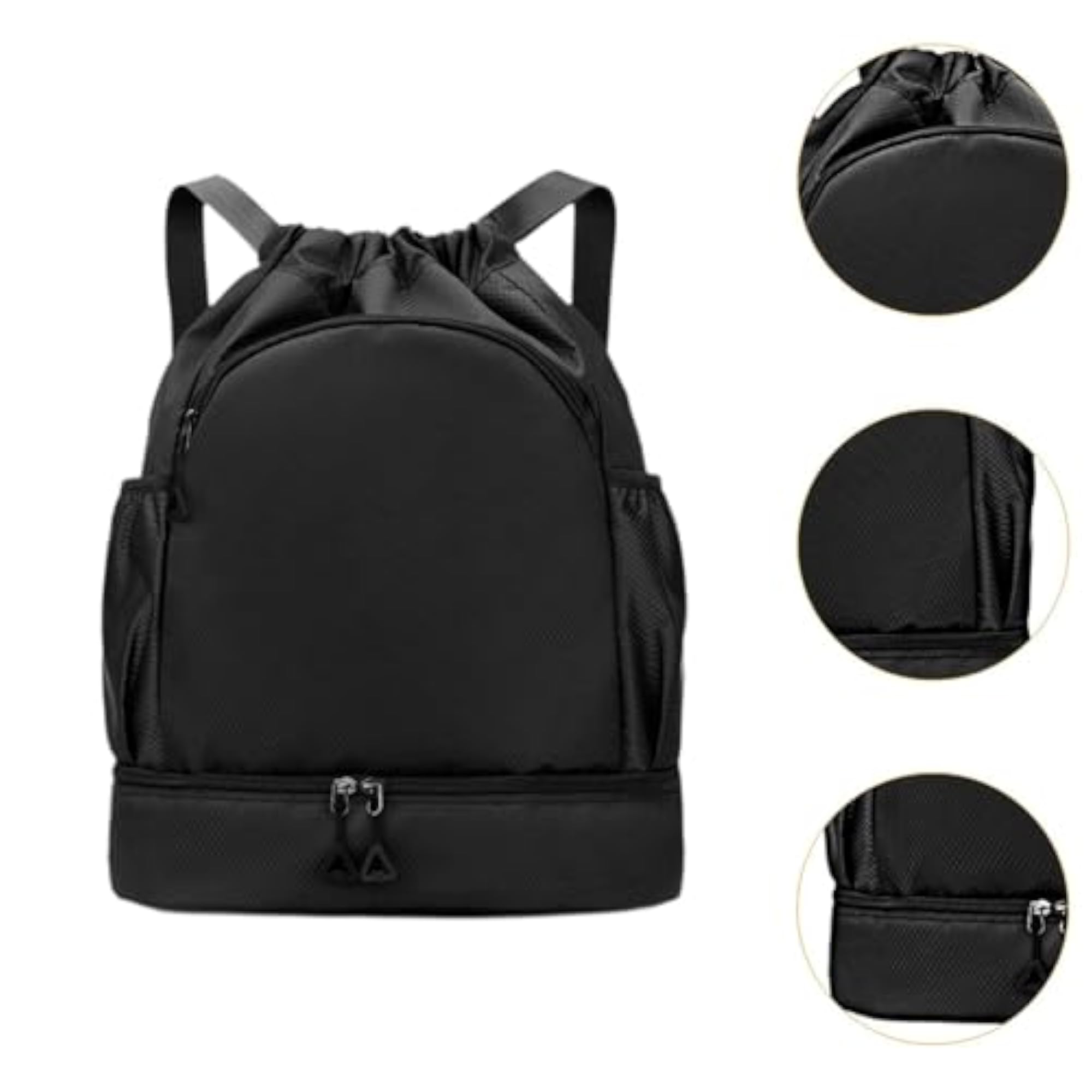 Sports Drawstring Backpack Rucksack for Travel, Black