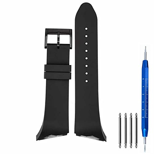 Kevisae Hamilton Men's H24655331 Ventura Black/Red Rubber Silicone Watch Band - Hamilton H24655331 Rubber Watch Band Strap