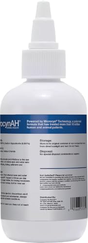 Image of Manna Pro MicrocynAH Ear & Eye Wash for Dogs, Cats, and Other Animals, 3oz | Gentle Daily Cleansing Solution for Routine Ear & Eye Care, Easy-Use Liquid Formula