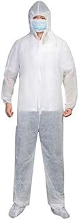 Lloopyting Disposable Protective Coverall Waterproof Oil-Resistant Hazmat Isolation Suit White