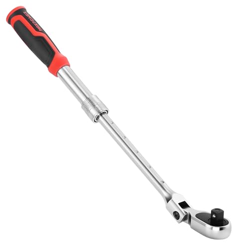 MAXPOWER Flexible Head 1/2 Drive Socket Wrench Quick Release 72-Tooth Reversible Ratcheting Feature Extendable Handle (12.6 - 18.1 Length)